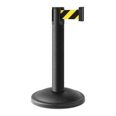 Lavi Industries Contempo Exhibit Post, 24" Black Post, 7' Black/Yellow Belt 26-407024/WB/SF